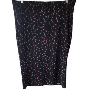 Torrid Lipstick Pull On Elastic Waist Print Midi Pencil Skirt Plus Size 2X